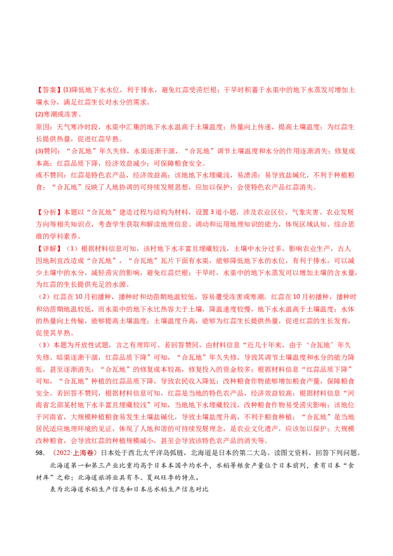 专题11区域产业活动-十年（2014-2023）高考地理真题分项汇编（解析卷）_近10年高考真题汇编（必刷）_十年（2014-2024）高考地理真题分项汇编（全国通用）