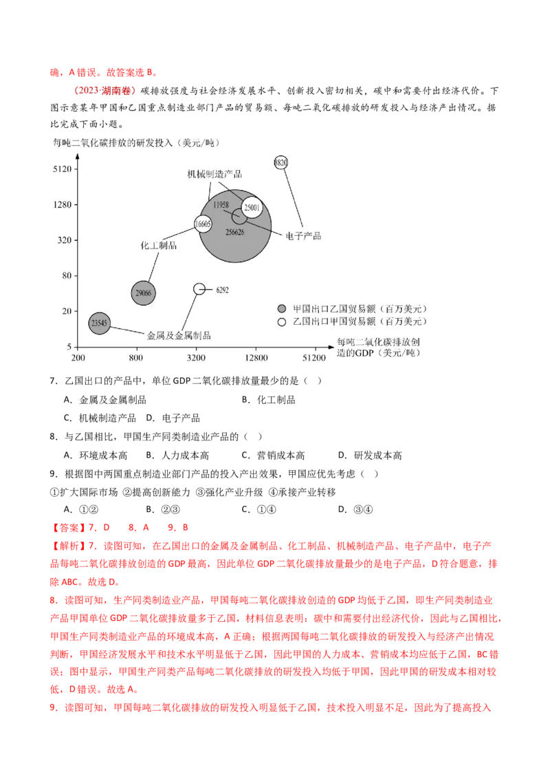 专题11区域产业活动-十年（2014-2023）高考地理真题分项汇编（解析卷）_近10年高考真题汇编（必刷）_十年（2014-2024）高考地理真题分项汇编（全国通用）