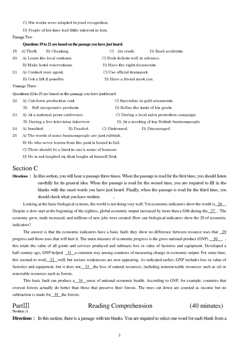 2015年6月大学英语四级真题（一）_英语四六级整合_英语四六级真题版本二此版为主此文件夹会持续更新_四级真题_1.四级真题+答案解析+听力音频(1989-2025)_2015年_2015年06月CET4