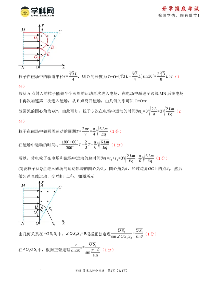 物理-2024届新高三开学摸底考试卷（辽宁专用）（答案及评分标准）_2024届新高三开学摸底考试卷_物理-2024届新高三开学摸底考试卷_物理-2024届新高三开学摸底考试卷（辽宁专用）