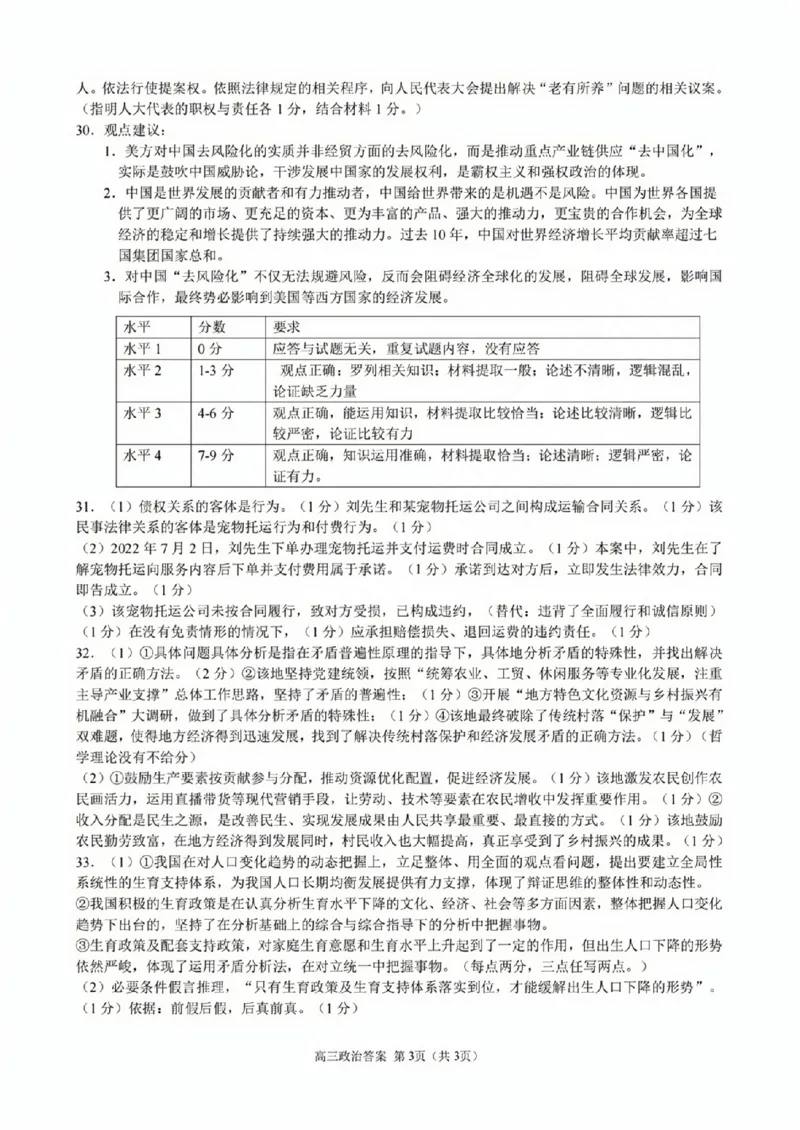 _高三政治参考答案(1)_2023年10月_0210月合集_2024届浙江省高中（县中）发展共同体高三上学期10月联考_浙江省高中（县中）发展共同体2024届高三上学期10月联考（浙江卷）政治