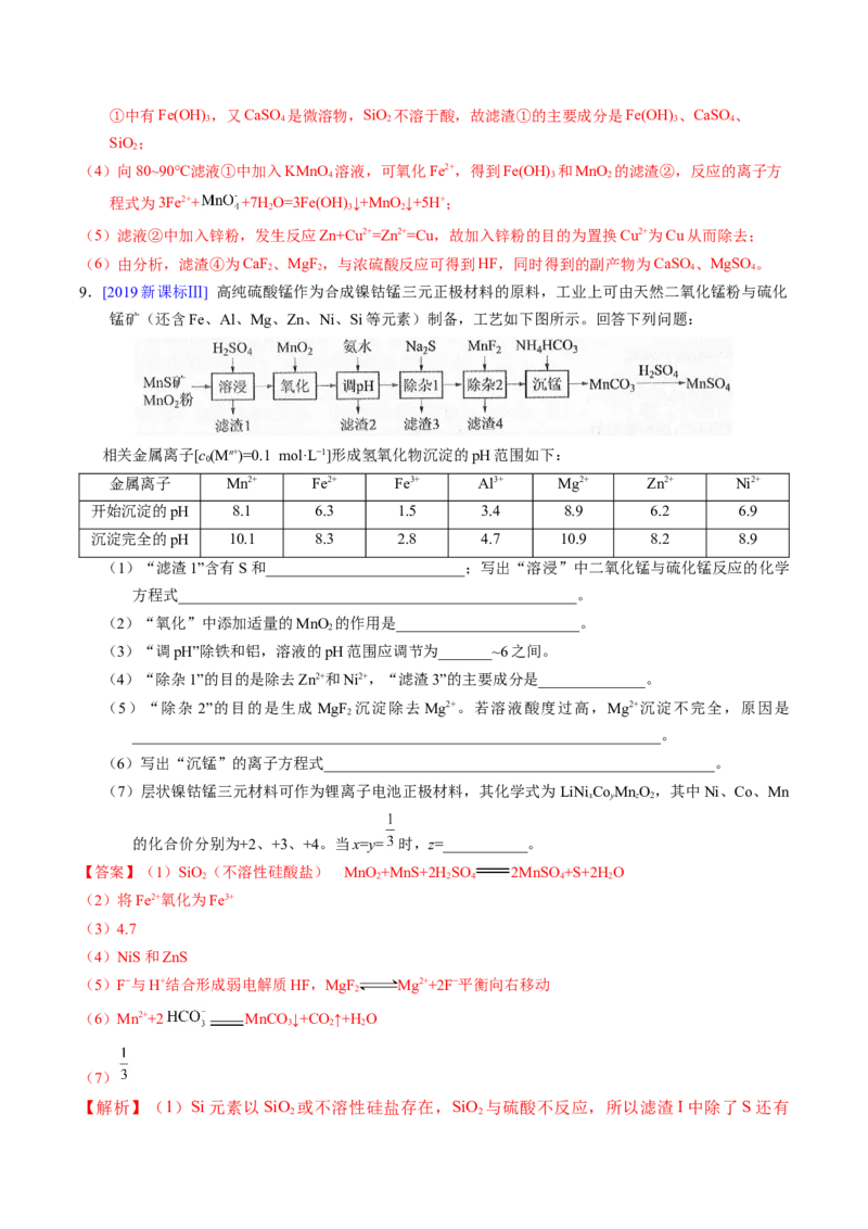 专题93工艺流程&mdash;&mdash;物质分离提纯（解析卷）_近10年高考真题汇编（必刷）_十年（2014-2024）高考化学真题分项汇编（全国通用）_十年（2014-2023）高考化学真题分项汇编（全国通用）