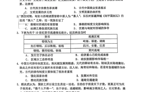 辽宁省实验中学2025届高三下学期第四次模拟考试历史试卷（含答案）_2025年5月_250521辽宁省实验中学2025届高三下学期第四次模拟考试（全科）