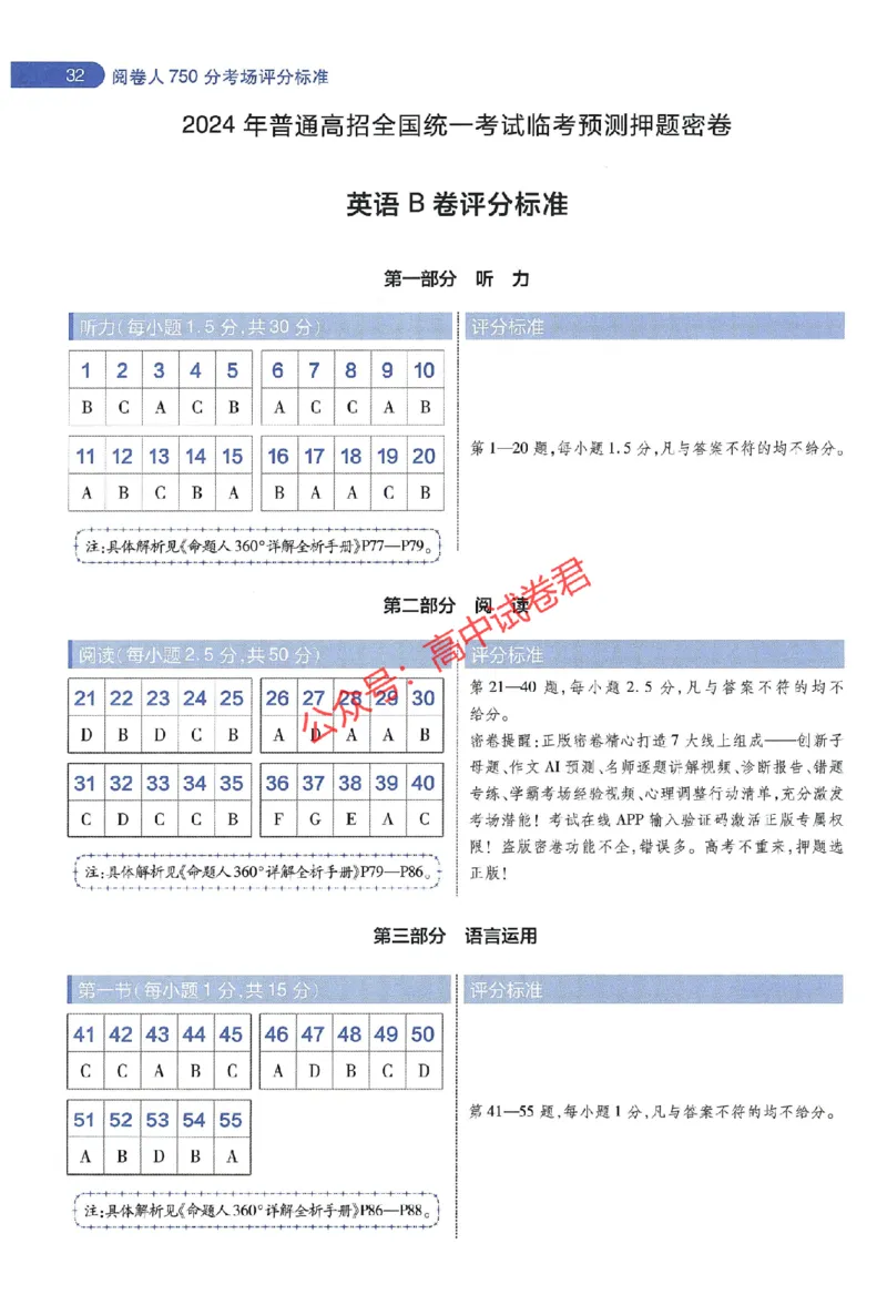 天星教育2024年高考临考预测押题密卷江苏专版阅卷人750分考场评分标准_1_2024高考押题卷_12024天星全系列_@@@天星临考押题密卷汇总重复_2024年tx高考临考押题密卷江苏专版