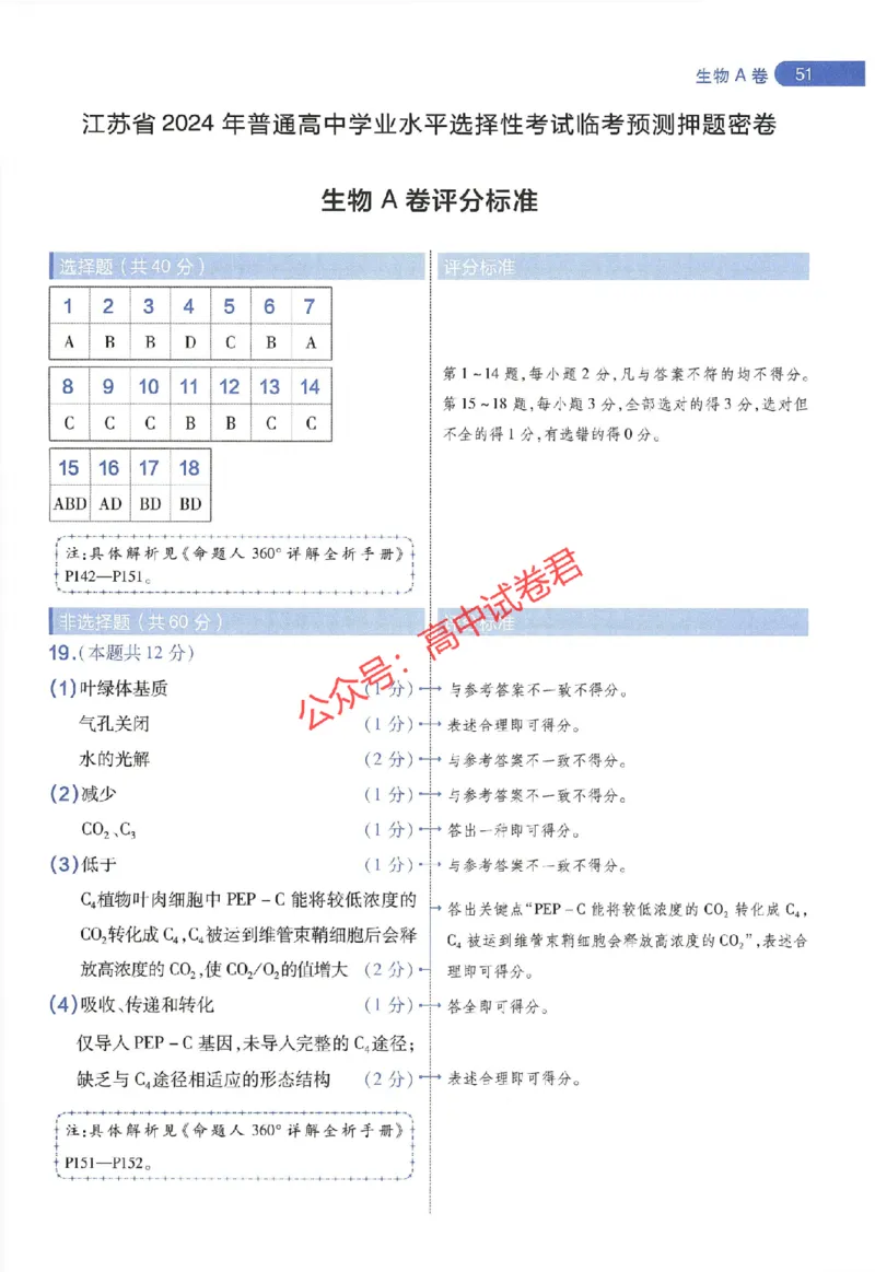 天星教育2024年高考临考预测押题密卷江苏专版阅卷人750分考场评分标准_1_2024高考押题卷_12024天星全系列_@@@天星临考押题密卷汇总重复_2024年tx高考临考押题密卷江苏专版