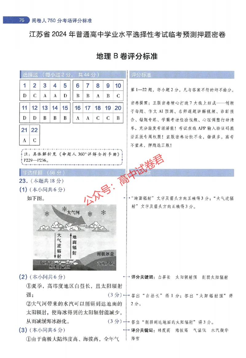 天星教育2024年高考临考预测押题密卷江苏专版阅卷人750分考场评分标准_1_2024高考押题卷_12024天星全系列_@@@天星临考押题密卷汇总重复_2024年tx高考临考押题密卷江苏专版