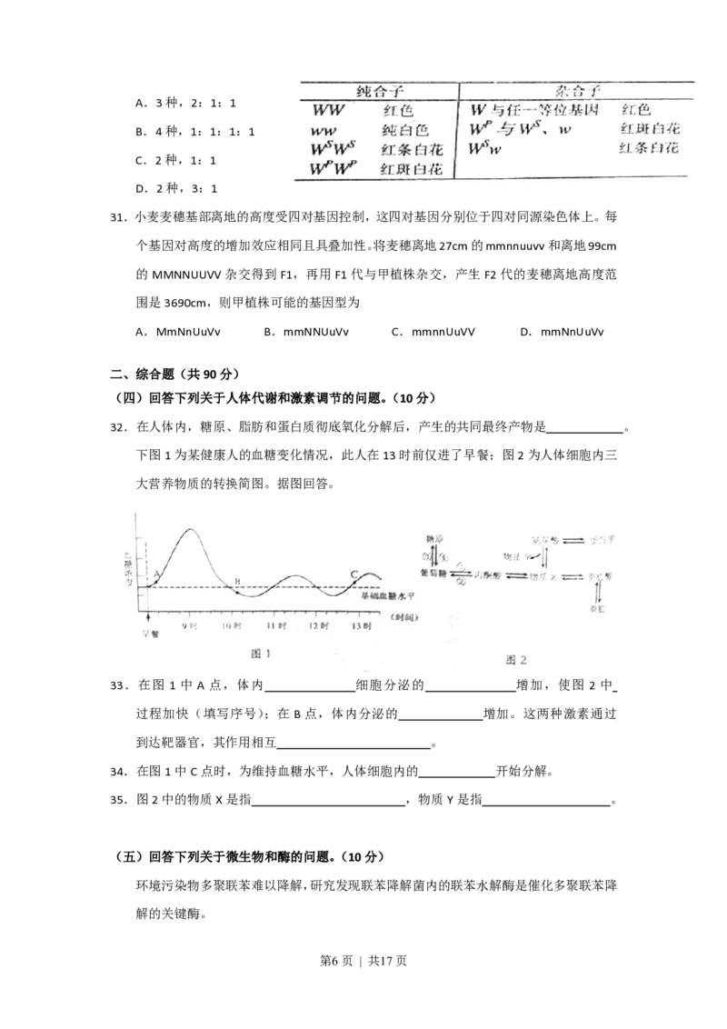 2011年高考生物试卷（上海）（解析卷）_生物历年高考真题_新&middot;PDF版2008-2025&middot;高考生物真题_生物（按年份分类）2008-2025_2011&middot;高考生物真题