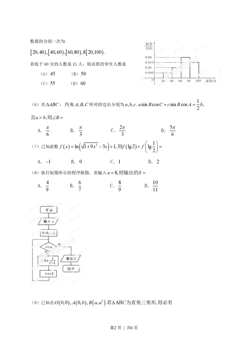 2013年高考数学试卷（文）（辽宁）（空白卷）_数学历年高考真题_新&middot;PDF版2008-2025&middot;高考数学真题_数学（按年份分类）2008-2025_2013&middot;高考数学真题