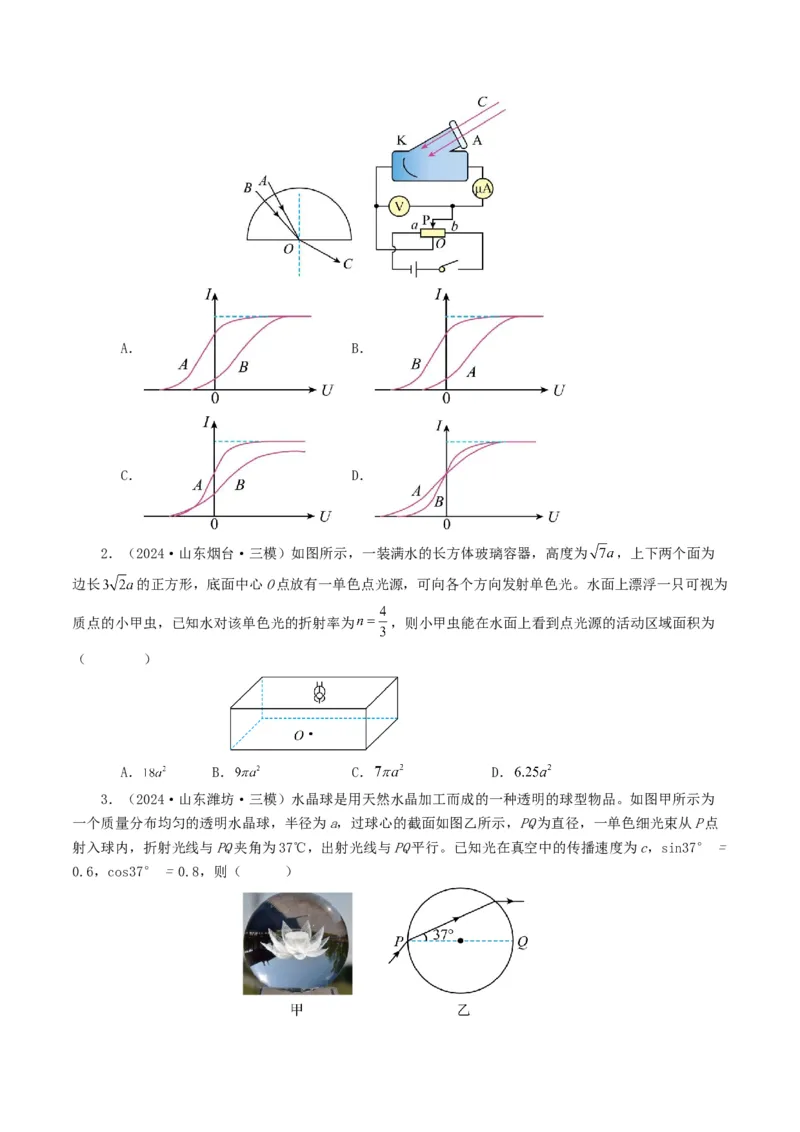 专题14光学-2024年高考真题和模拟题物理分类汇编（学生卷）_近10年高考真题汇编（必刷）_十年（2014-2024）高考物理真题分项汇编（全国通用）