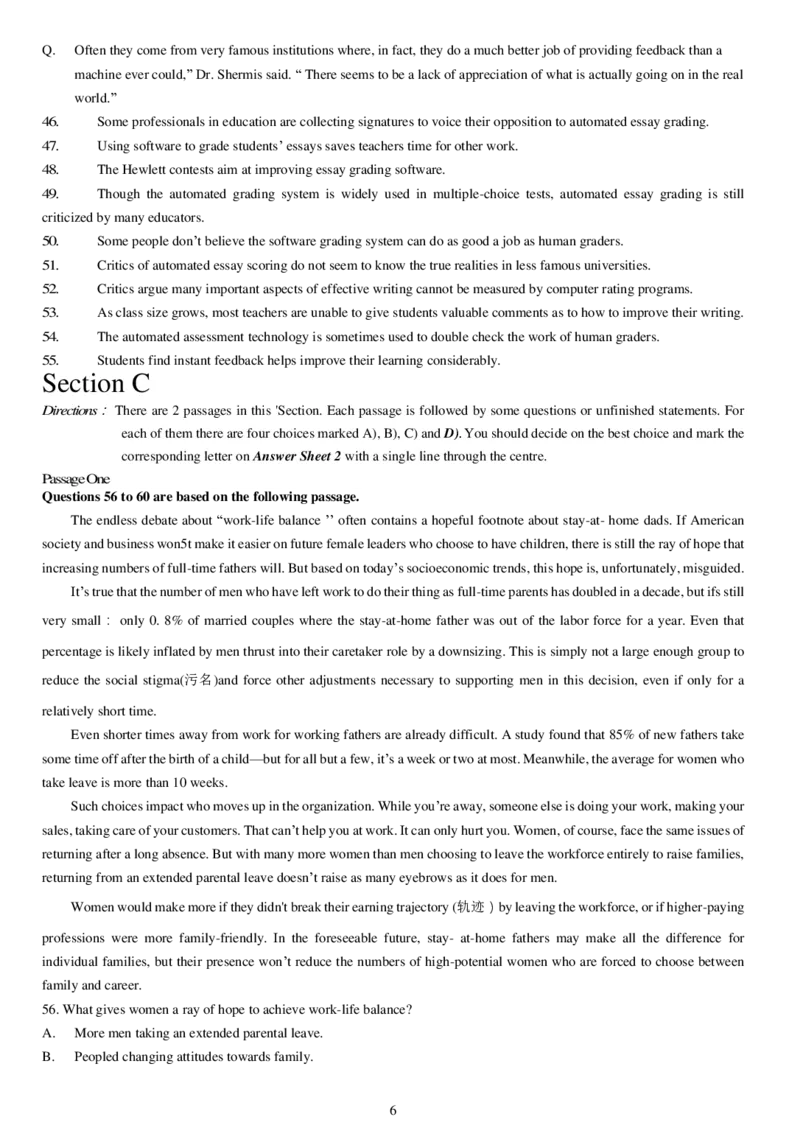 2015年6月大学英语四级真题（二）_英语四六级整合_英语四六级真题版本二此版为主此文件夹会持续更新_四级真题_1.四级真题+答案解析+听力音频(1989-2025)_2015年_2015年06月CET4