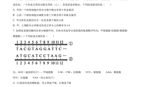 2024年贵州省高考生物真题试卷（原卷版）_高考真题全网收集_生物学_2024年新高考贵州卷生物高考真题解析（参考版）