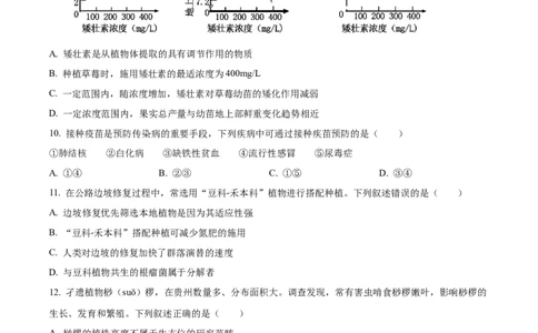 2024年贵州省高考生物真题试卷（原卷版）_高考真题全网收集_生物学_2024年新高考贵州卷生物高考真题解析（参考版）