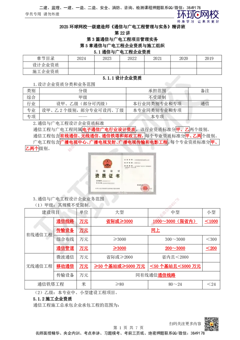 22.第22讲-第5章通信与广电工程企业资质与施工组织_2026年一级建造师_2026年一建通信_2025年一建通信SVIP_02-基础精讲✿高端面授✿深度强化_08-通信《考点精讲班》杨鹏HQ