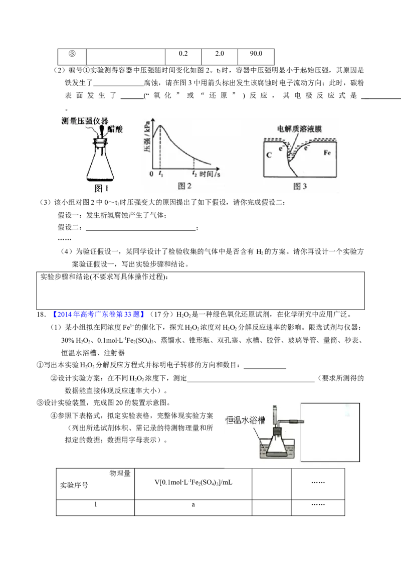 专题91性质原理探究性综合实验（原卷卷）_近10年高考真题汇编（必刷）_十年（2014-2024）高考化学真题分项汇编（全国通用）_十年（2014-2023）高考化学真题分项汇编（全国通用）