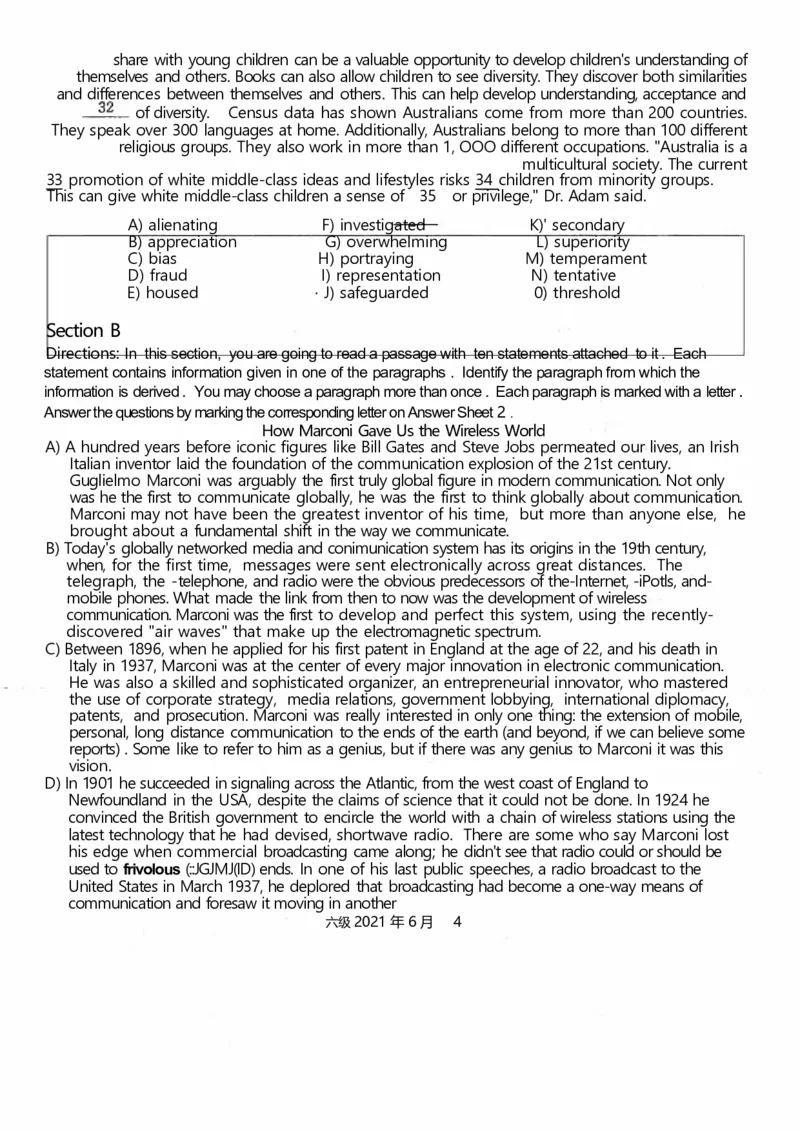 2021.06六级真题第1套_英语四六级整合_英语四六级真题版本二此版为主此文件夹会持续更新_六级真题_1.六级真题+答案解析+听力音频_2014年-2022年真题解析音频_2021年06月CET6