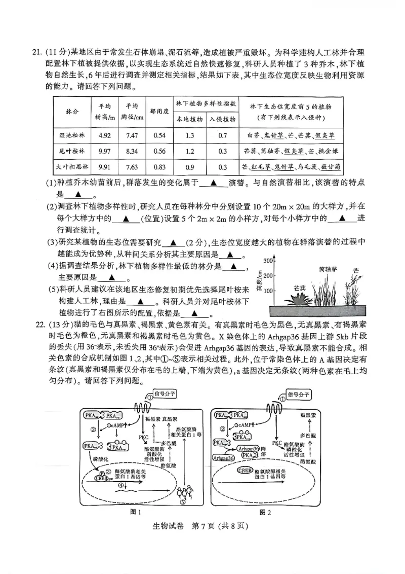 江苏省南通市2026届高三上学期学业质量监测生物试题(1)_2026年1月_260130江苏省南通市2026届高三年级上学期学业质量监测（南通一模）（全科）