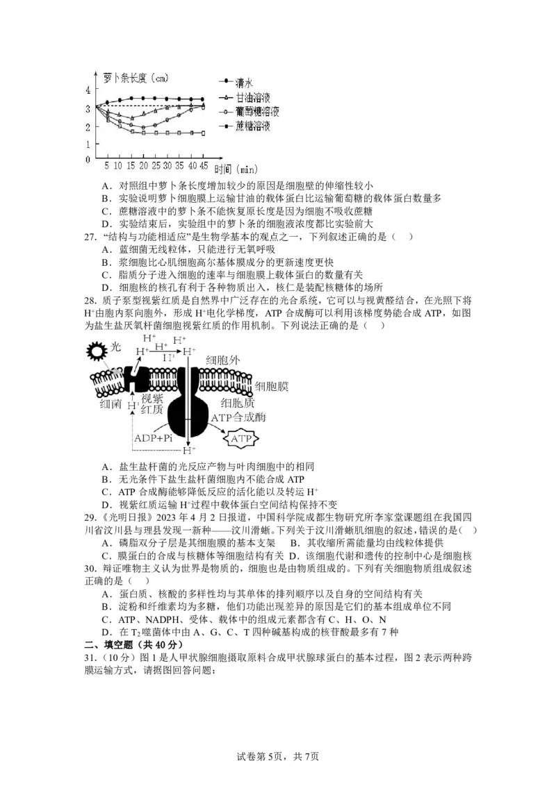 山西省运城市景胜学校（东校区）2023-2024学年高三上学期10月月考（B）卷生物试题(1)_2023年10月_0210月合集_2024届山西省运城市景胜学校（东校区）高三上学期10月月考