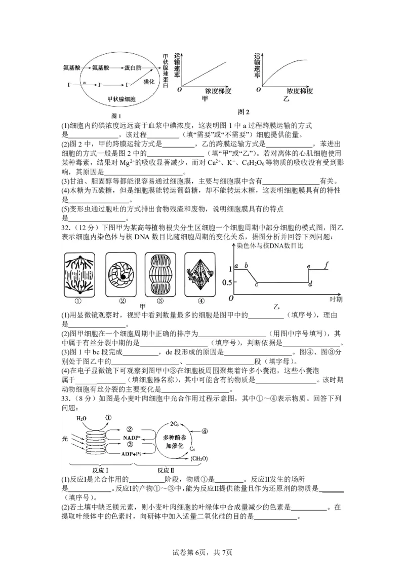 山西省运城市景胜学校（东校区）2023-2024学年高三上学期10月月考（B）卷生物试题(1)_2023年10月_0210月合集_2024届山西省运城市景胜学校（东校区）高三上学期10月月考