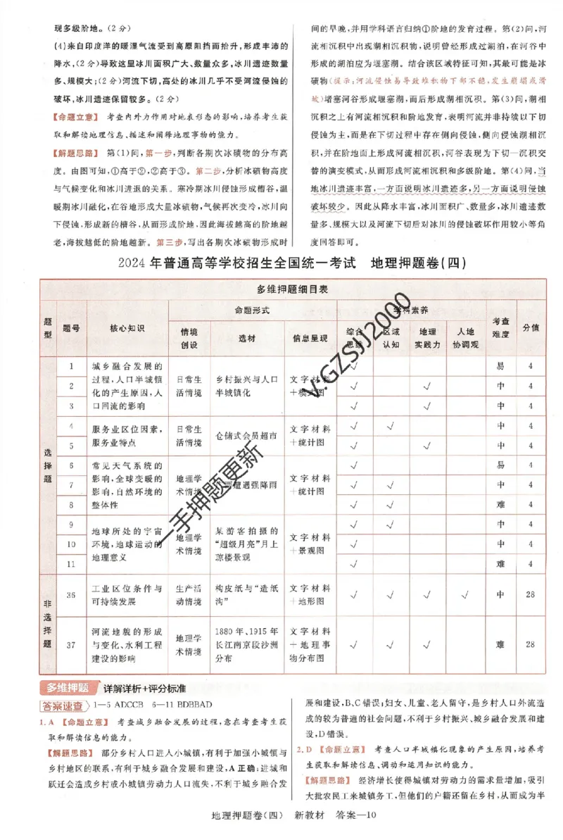 天星教育2024新教材高考最后一卷地理延边教育出版社六维解析册_2024高考押题卷_12024天星全系列_tx《金k卷&middot;最后一卷》（9科全）_新高考新教材