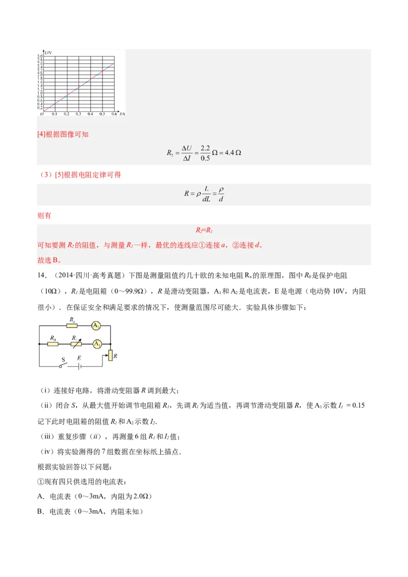 专题76实验七：伏安法测电阻（解析卷）-十年（2014-2023）高考物理真题分项汇编（全国通用）_近10年高考真题汇编（必刷）_十年（2014-2024）高考物理真题分项汇编（全国通用）