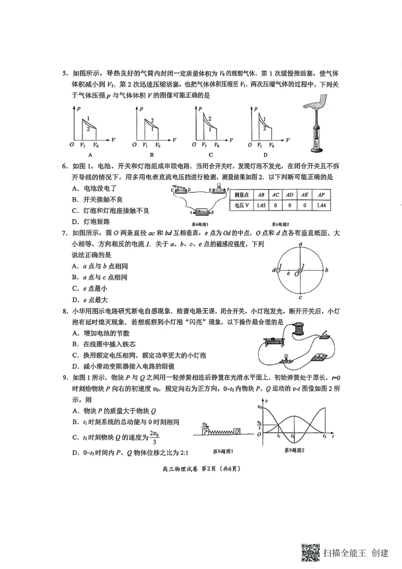 镇江市2025~2026学年第一学期高三期初监测物理_2025年9月_250918江苏省镇江市2025~2026学年第一学期高三期初监测（全科）_镇江市2025~2026学年第一学期高三期初监测物理