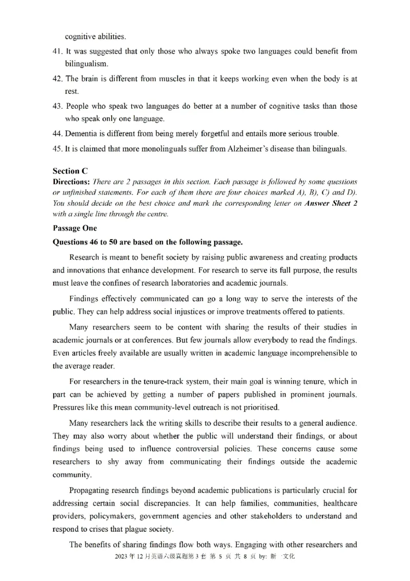2023.12六级真题第3套可复制可检索，打印首选_英语四六级整合_英语四六级真题版本二此版为主此文件夹会持续更新_六级真题_1.六级真题+答案解析+听力音频_2023年12月CET6