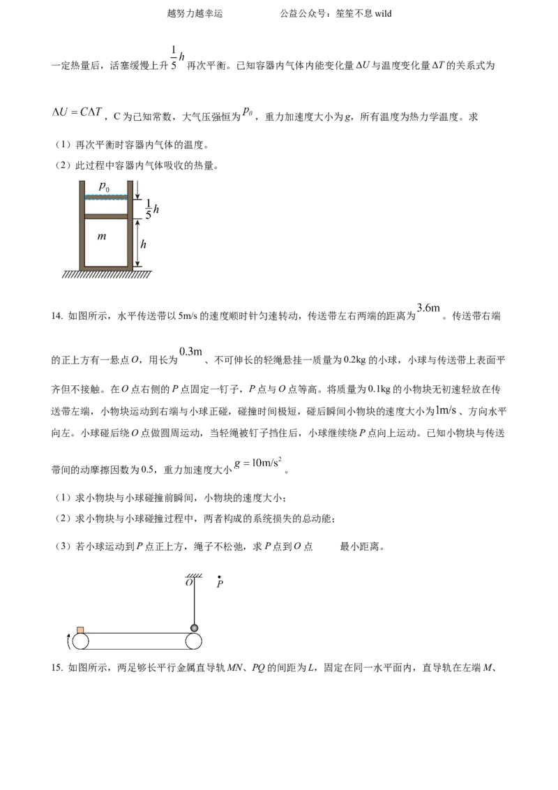 精品解析：2024年高考湖北卷物理真题（原卷版）_高考真题全网收集_物理_2024年新高考湖北卷物理高考真题解析（参考版）