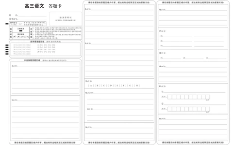 语文黑卡-4月质量检测_2025年5月_250511湖北省九师联盟2025届高三4月质量检测（W）（全科）
