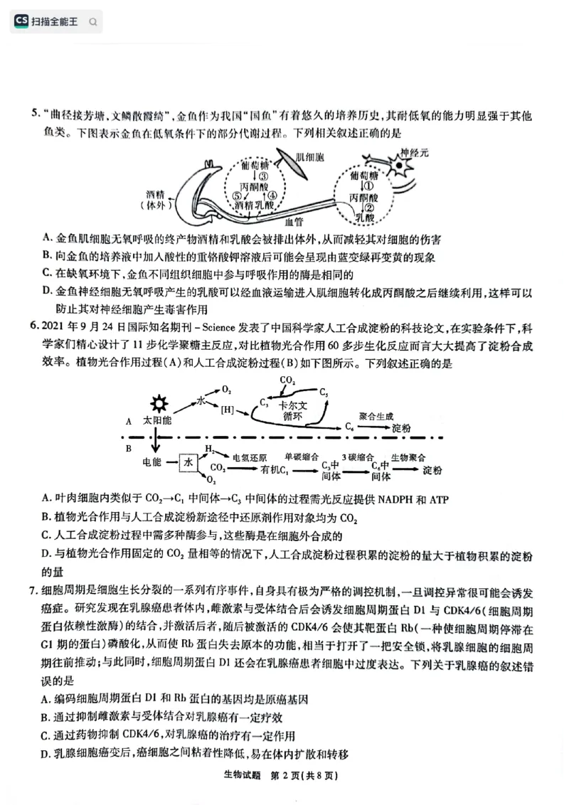 安徽省江淮十校2022-2023学年高三上学期第一次联考生物试题(1)_2023年7月_027月合集_2023届安徽省江淮十校高三上学期第一次联考