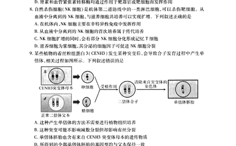 2024届武汉市高三九调生物试卷_2023年9月_01每日更新_8号_2024届湖北省武汉市高三九月调研考试_2024届湖北省武汉市高三九月调研考试生物