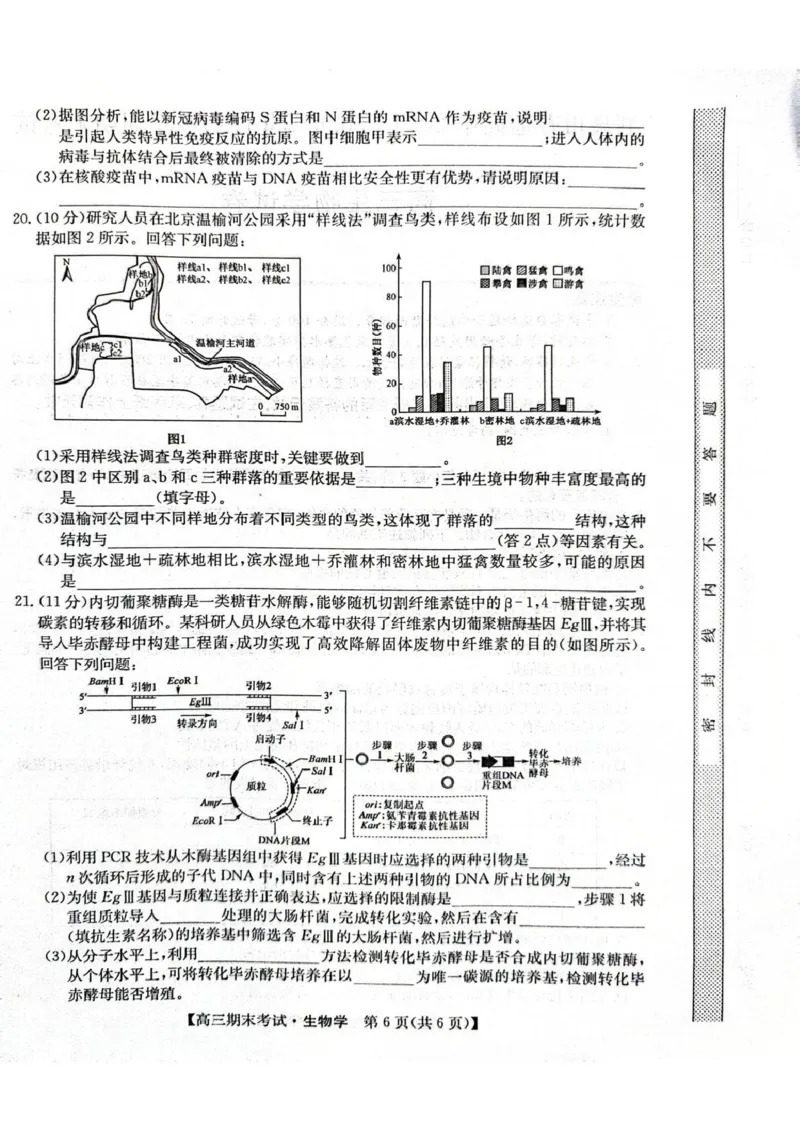 酒泉市普通高中2025~2026学年度第一学期期末考试生物(1)_2026年1月_260114甘肃省酒泉市普通高中2025~2026学年度第一学期期末考试（全）