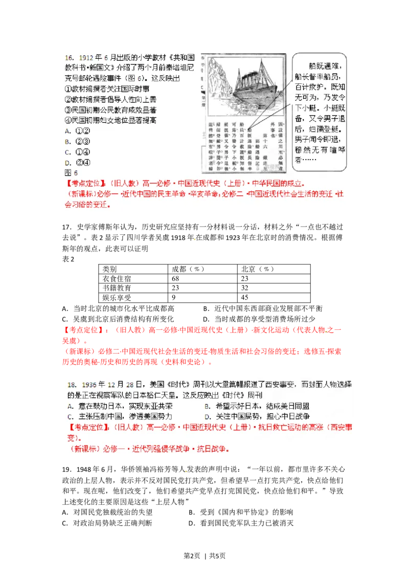 2012年高考历史试卷（四川）（空白卷）_1.高考2025全国各省真题+答案_01.2008-2024全国高考真题（按省份分类）_18.四川_2008-2024&middot;（四川）历史高考真题