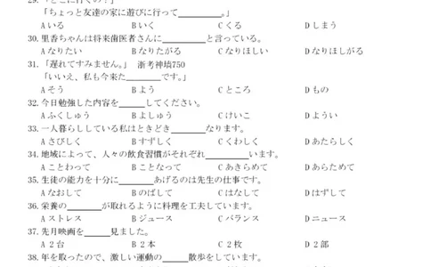 七彩阳光高三上(开学考)-日语试题+答案(1)_2023年9月_029月合集_2024届浙江省七彩阳光高三上学期返校联考