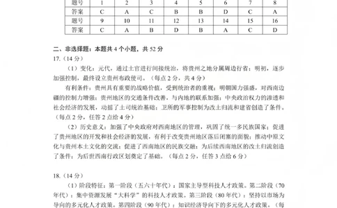 毕节市2026届高三年级高考第一次适应性考试历史答案(1)_2026年1月_260119贵州省毕节市2026届高三年级高考第一次适应性考试（毕节一诊）（全）