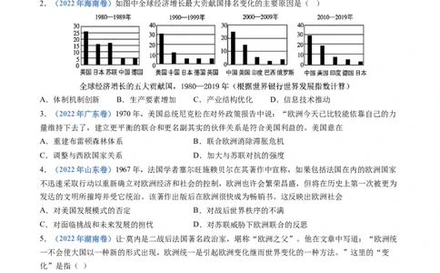 专题18当代世界发展的特点与主要趋势（原卷卷）_近10年高考真题汇编（必刷）_十年（2014-2024）高考历史真题分项汇编（全国通用）_十年（2014-2023）高考历史真题分项汇编（全国通用）