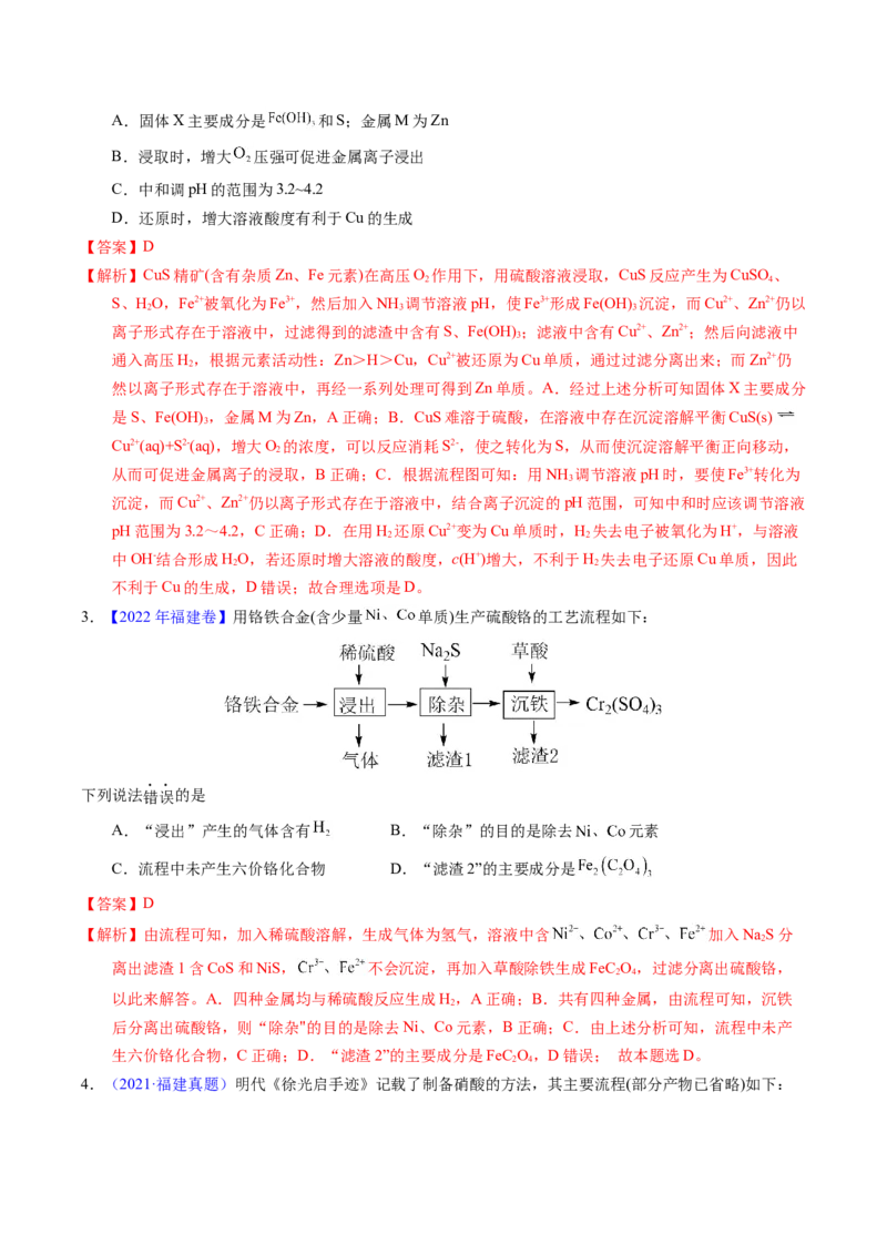 专题22金属有关的工艺流程（解析卷）_近10年高考真题汇编（必刷）_十年（2014-2024）高考化学真题分项汇编（全国通用）_十年（2014-2023）高考化学真题分项汇编（全国通用）