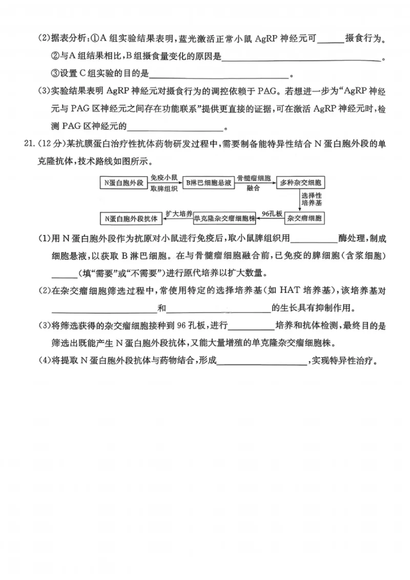 湖南名校联考联合体2026届高三年级1月联考生物学试卷+答案(1)_2026年1月_260106湖南省名校联考联合体2025-2026学年高三上学期1月联考（全科）