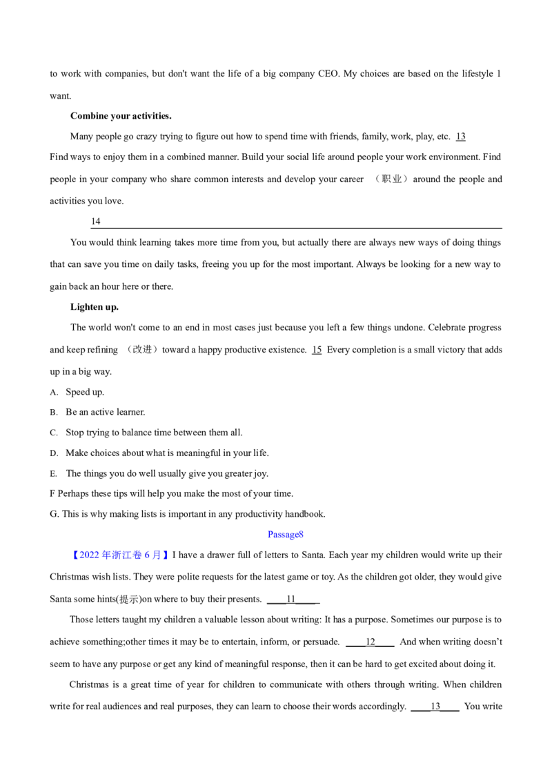 专题17阅读理解七选五(说明文)（学生卷）--学易金卷：十年（2014-2023）高考真题英语分项汇编（全国通用）_近10年高考真题汇编（必刷）