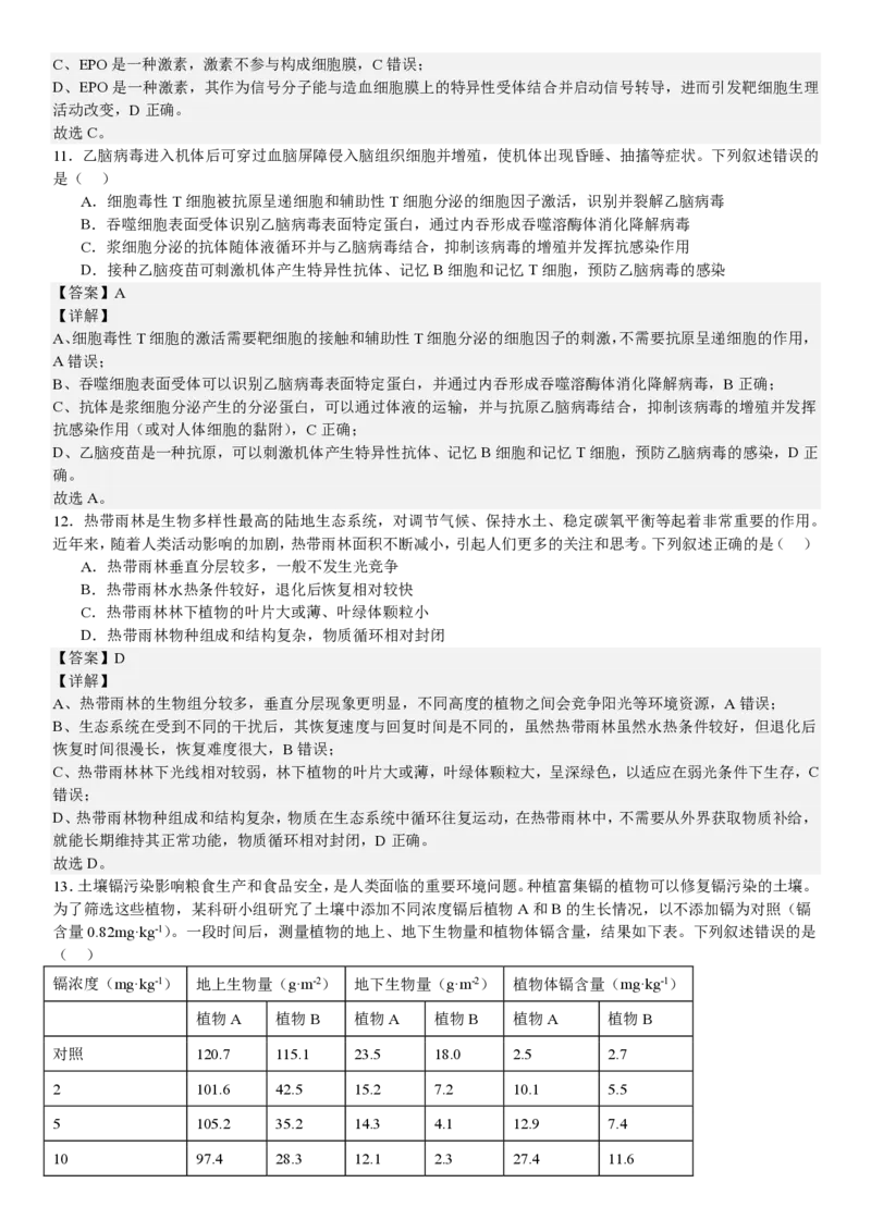 甘肃生物-答案-p_近10年高考真题汇编（必刷）_2024年高考真题_高考真题（截止6.29）_其他地方卷（目前搜集不完整）_甘肃卷（物、化、生、地）