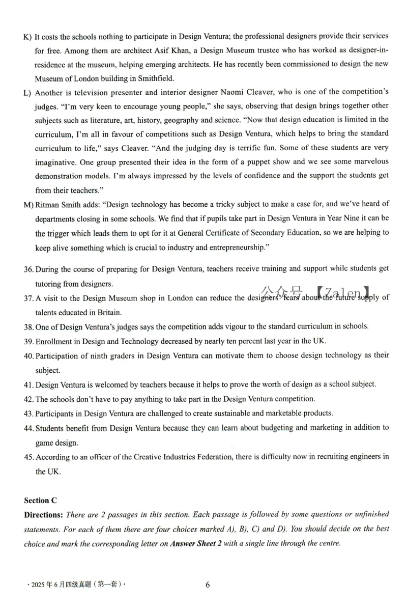 2025.06四级真题第1套_英语四六级整合_英语四六级真题版本二此版为主此文件夹会持续更新_四级真题_1.四级真题+答案解析+听力音频(1989-2025)_32025年6月（真题＋答案）_真题PDF版