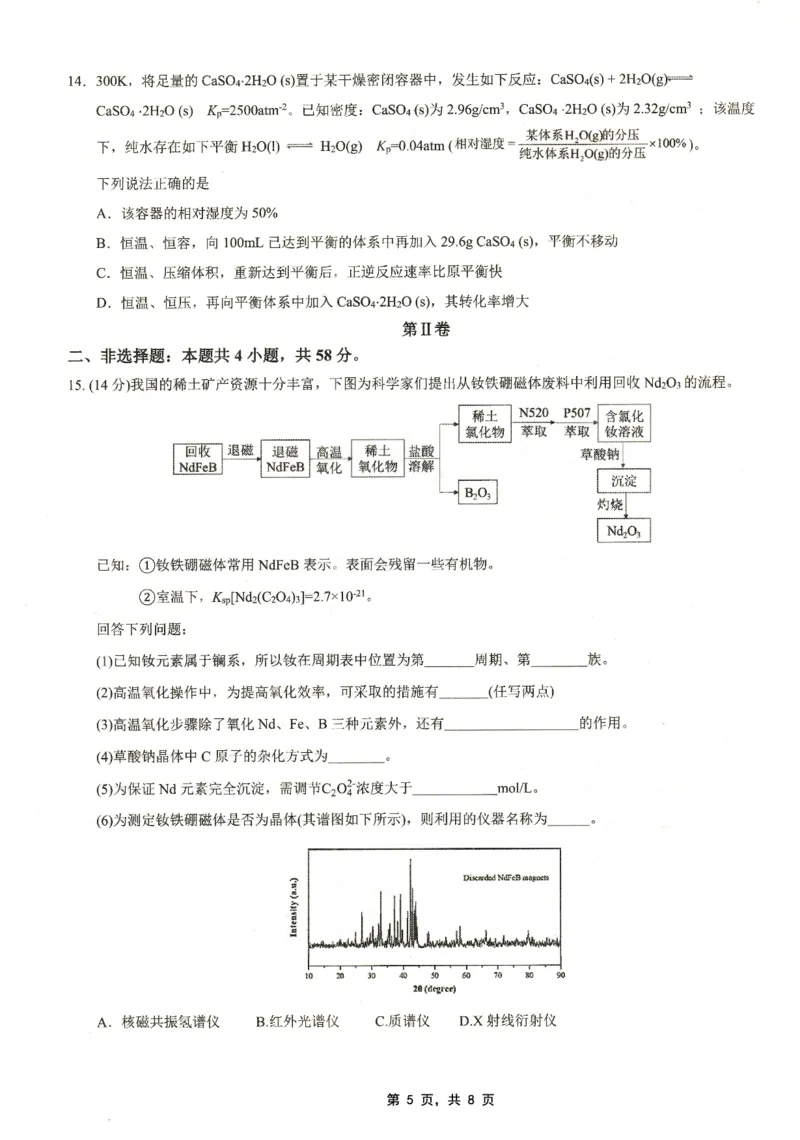 高2025届2024-2025学年（下）高考模拟考试（二）化学_2025年5月_250527重庆市育才中学高2025届2024-2025学年（下）高考模拟考试（二）（全科）