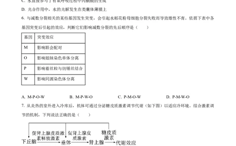 精品解析：2024年江西高考真题生物试卷（原卷版）_高考真题全网收集_生物学_2024年新高考江西卷生物高考真题解析（参考版）
