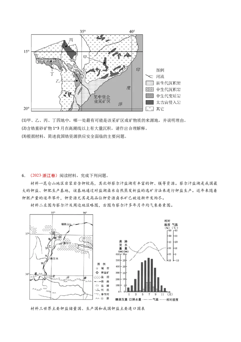 专题16资源、环境与国家安全-十年（2014-2023）高考地理真题分项汇编（学生卷）_近10年高考真题汇编（必刷）_十年（2014-2024）高考地理真题分项汇编（全国通用）