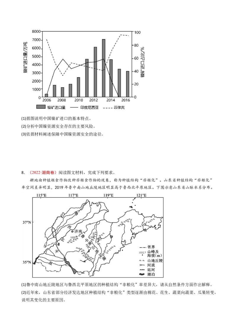 专题16资源、环境与国家安全-十年（2014-2023）高考地理真题分项汇编（学生卷）_近10年高考真题汇编（必刷）_十年（2014-2024）高考地理真题分项汇编（全国通用）