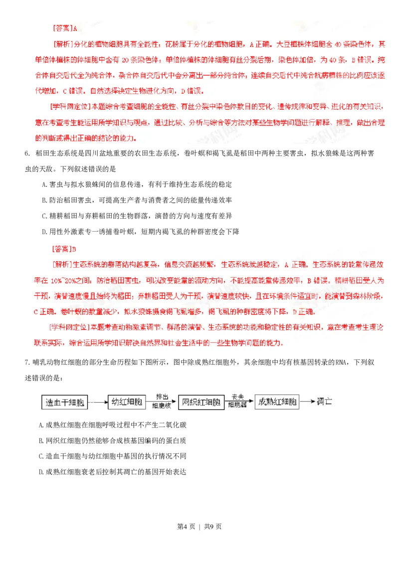 2013年高考生物试卷（四川）（解析卷）_生物历年高考真题_新&middot;PDF版2008-2025&middot;高考生物真题_生物（按年份分类）2008-2025_2013&middot;高考生物真题