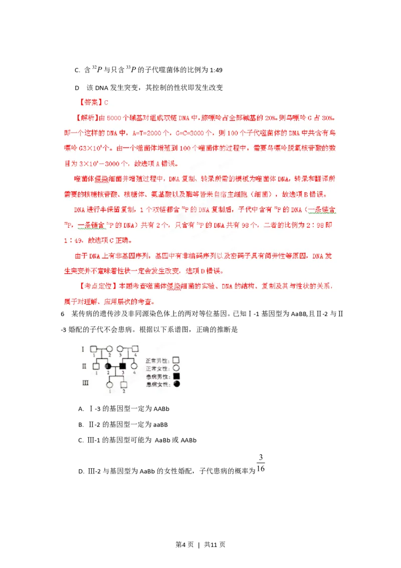 2012年高考生物试卷（山东）（解析卷）_生物历年高考真题_新&middot;PDF版2008-2025&middot;高考生物真题_生物（按试卷类型分类）2008-2025_自主命题卷&middot;生物（2008-2025）