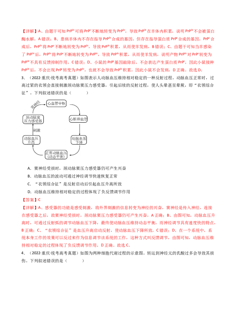 专题20动物生命活动调节的综合（解析卷）_近10年高考真题汇编（必刷）_十年（2014-2024）高考生物真题分项汇编（全国通用）_十年（2014-2023）高考生物真题分项汇编（全国通用）