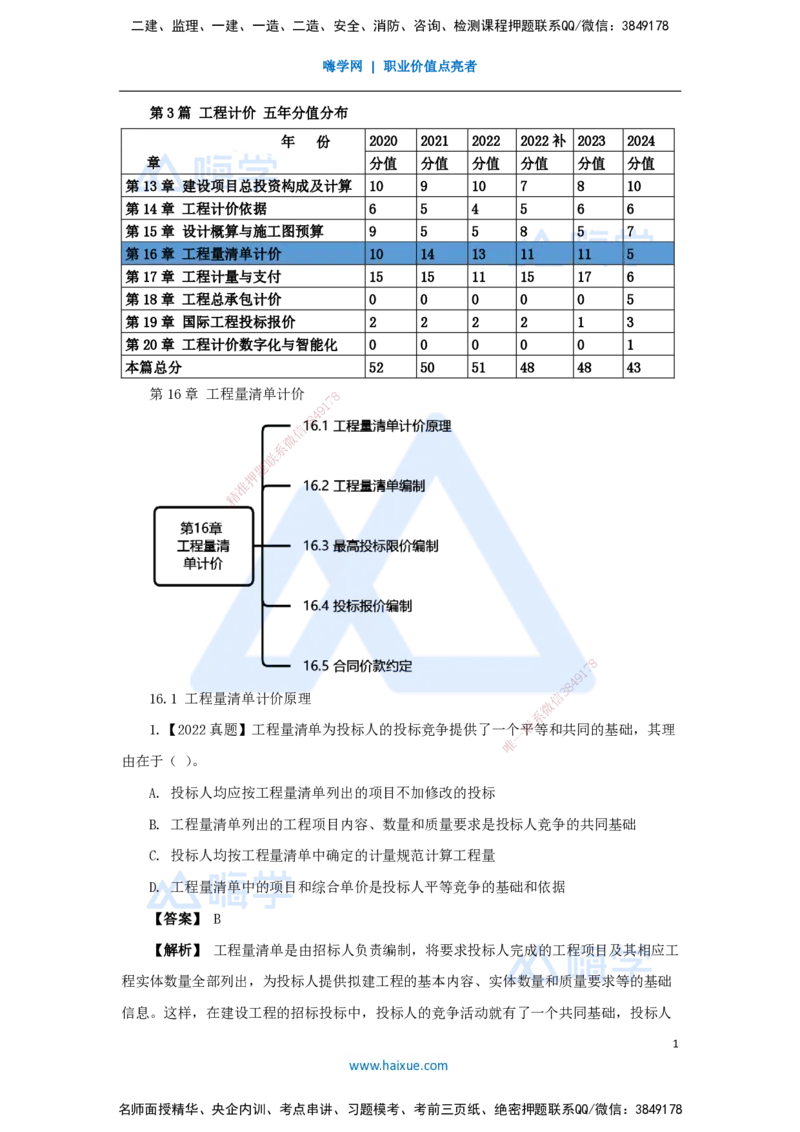 24.2025王晓波-万能母题特训-（23）第16章工程量清单计价1_2026年一级建造师_2026年一建经济_2025年一建经济SVIP_03-习题精析✿实战特训✿模考通关_讲义