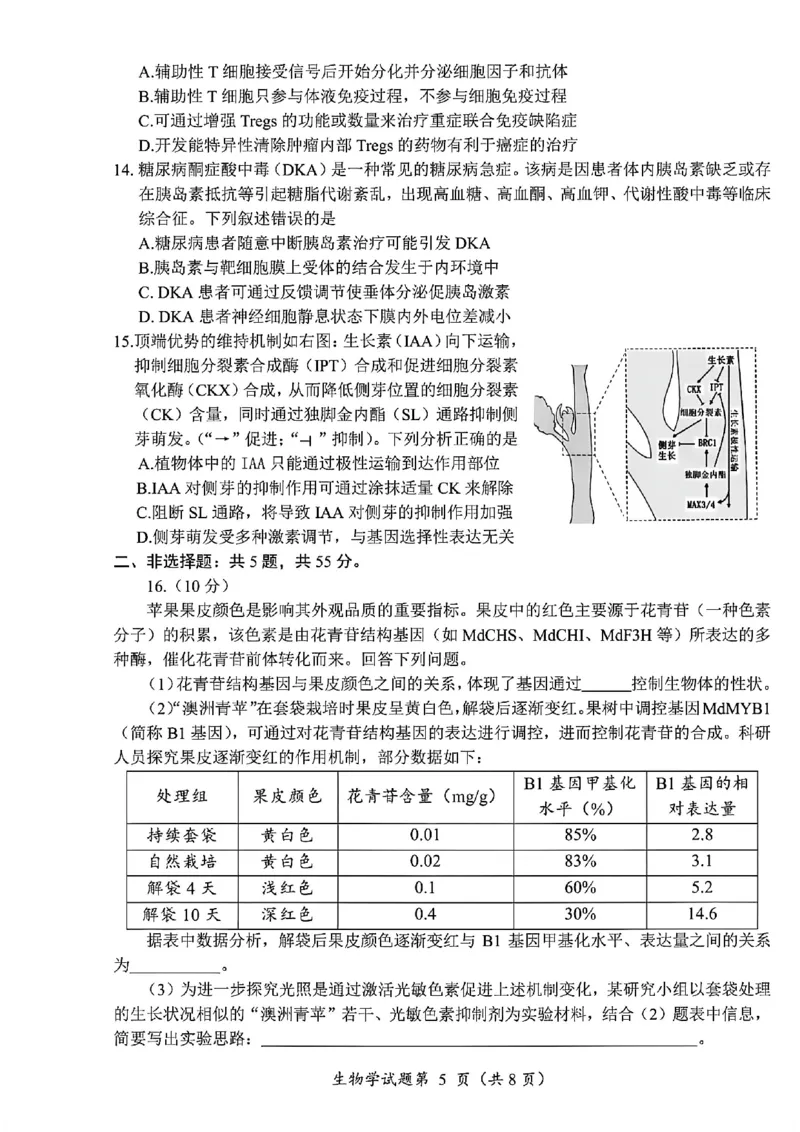 生物试卷-四川省&ldquo;元三维大联考&rdquo;2023级高三第二次诊断考试(1)_2026年1月_260124（绵阳二诊B）四川省&ldquo;元三维大联考&rdquo;2023级高三第二次诊断考试（全科）