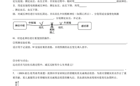 专题20动物生命活动调节的综合（原卷卷）_近10年高考真题汇编（必刷）_十年（2014-2024）高考生物真题分项汇编（全国通用）_十年（2014-2023）高考生物真题分项汇编（全国通用）